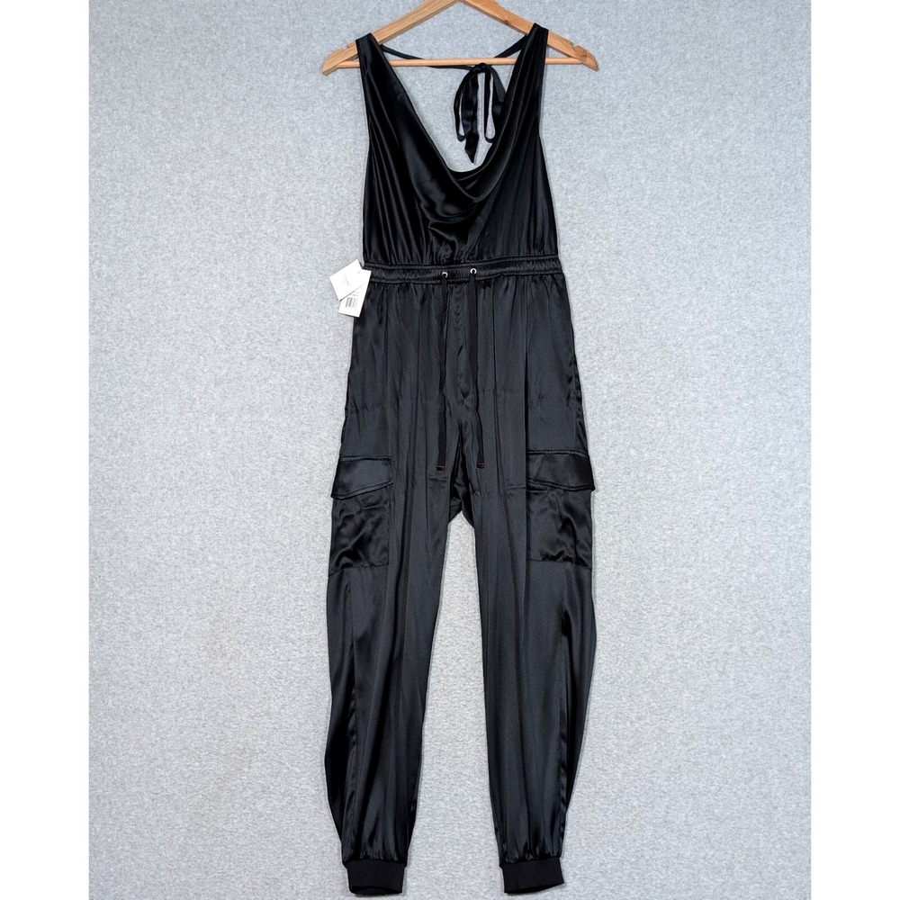 CAMI NYC Jackie Jumpsuit Silk Blend Womens Small Cargo Jogger Black NWT MSRP$465